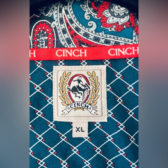 Cinch XL Men's teal long sleeve cowboy western dress shirt - Picture 3 of 4